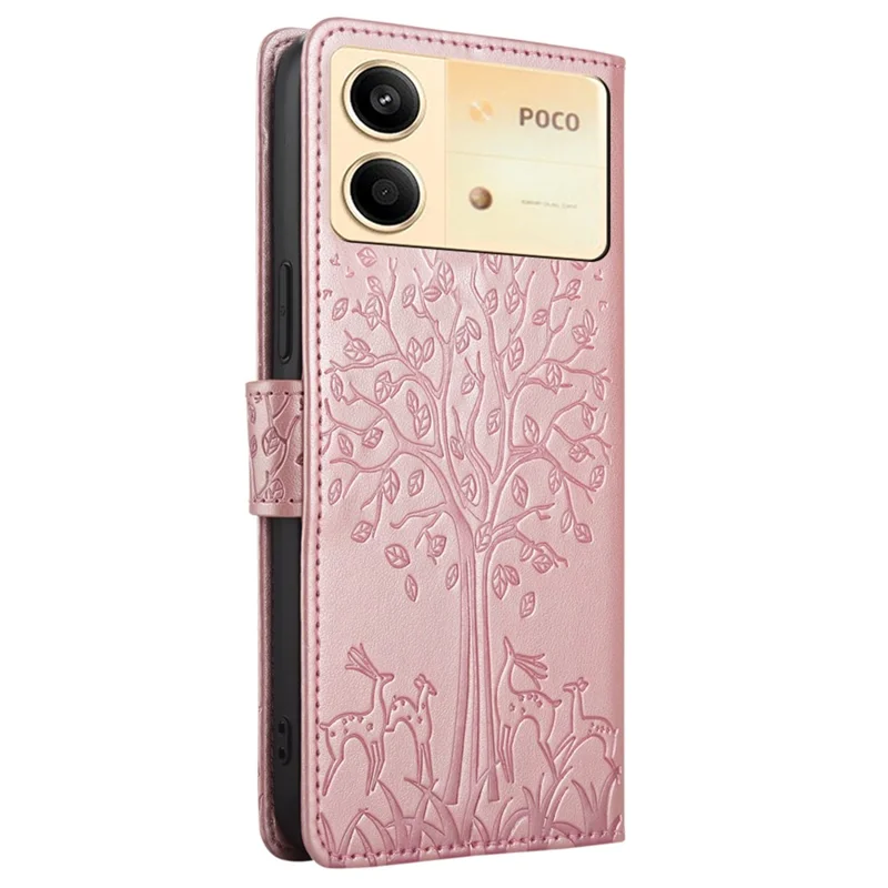 For Xiaomi Redmi Note 13R Pro 5G Case Imprinted PU Leather Wallet Stand Phone Cover - Rose Gold