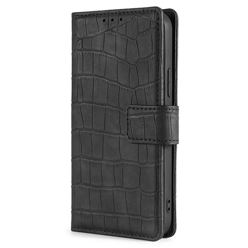 Para Xiaomi Redmi A3 / Poco C61 4G Case Crocodile Texture Skin-touch Leather Wallet Phone Cover - Preto