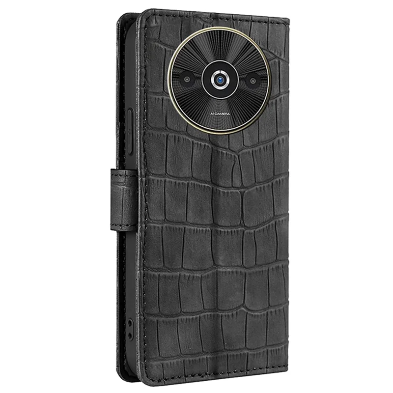 Para Xiaomi Redmi A3 / Poco C61 4G Case Crocodile Texture Skin-touch Leather Wallet Phone Cover - Preto