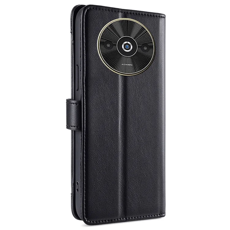 Pour Xiaomi Redmi A3 4G / Poco C61 4G Étui portefeuille à bandoulière Zipé Couverture en cuir - Noir