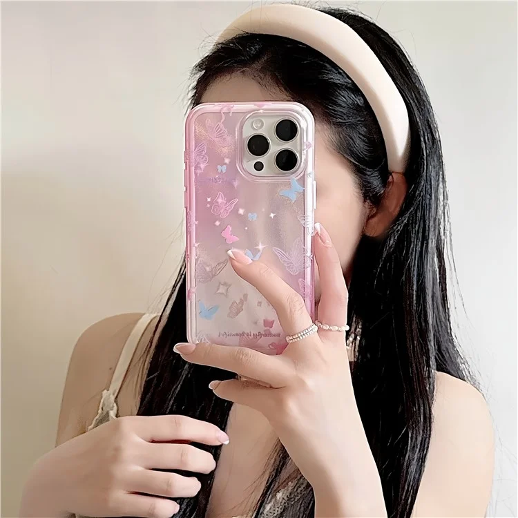 Coque téléphone TPU+PC pour iPhone 12 Pro Max, motif papillon coloré