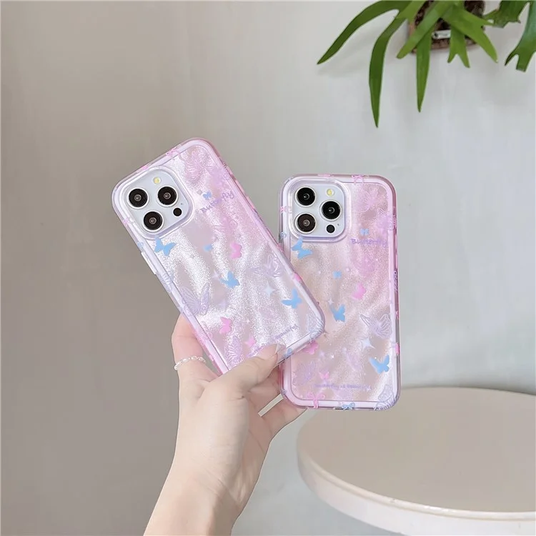 Coque téléphone TPU+PC pour iPhone 12 Pro Max, motif papillon coloré