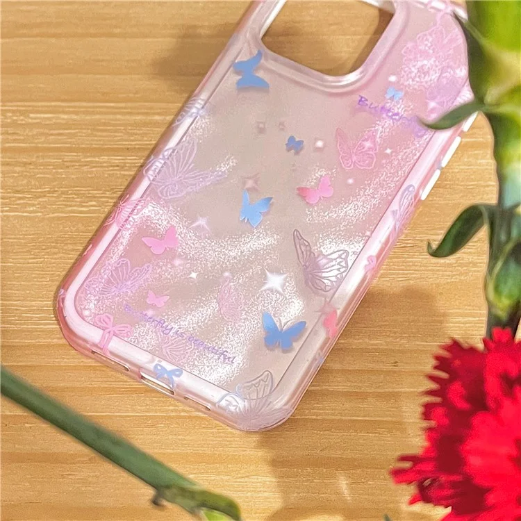 Coque téléphone TPU+PC pour iPhone 12 Pro Max, motif papillon coloré