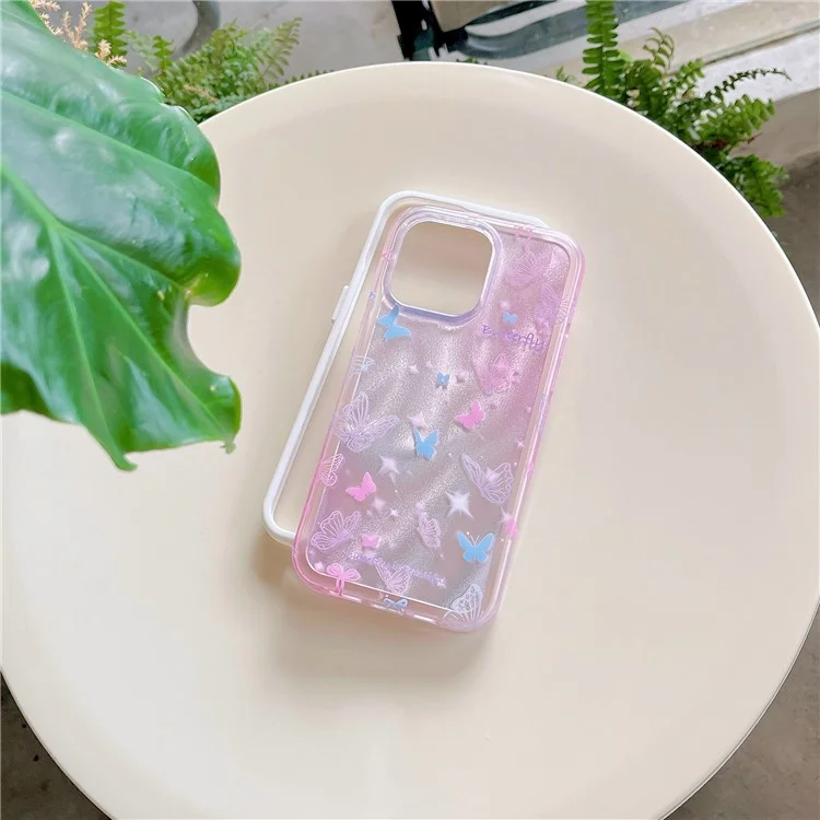 Coque téléphone TPU+PC pour iPhone 12 Pro Max, motif papillon coloré
