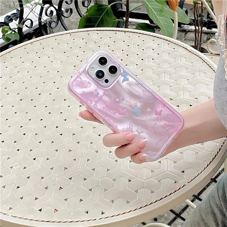 Coque téléphone TPU+PC pour iPhone 12 Pro Max, motif papillon coloré