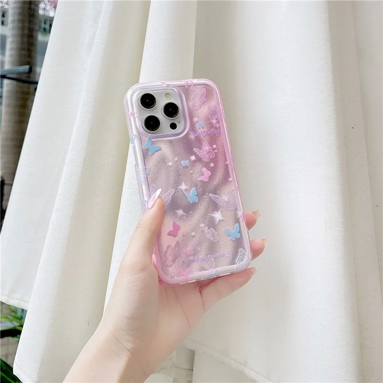 Coque téléphone TPU+PC pour iPhone 12 Pro Max, motif papillon coloré
