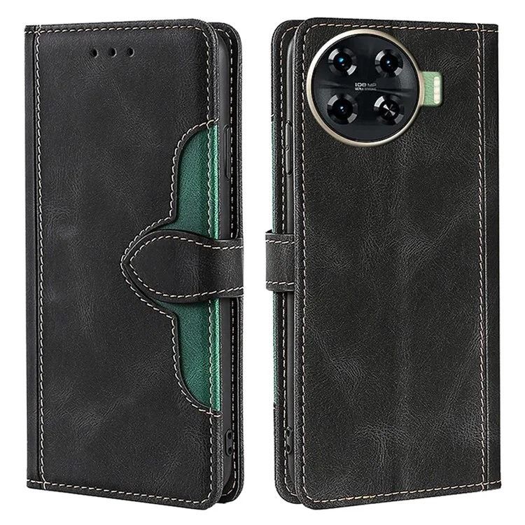 For TECNO Spark 20 Pro+ PU Leather Wallet Smart Phone Case Wholesale - Black