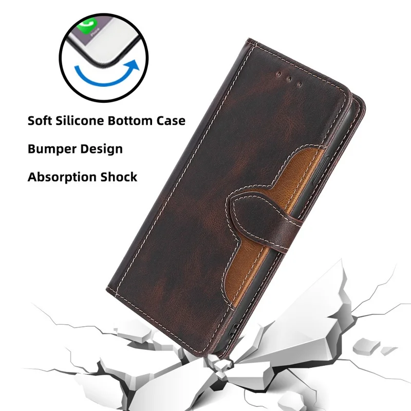 For TECNO Spark 20 Pro+ PU Leather Wallet Smart Phone Case   - Brown