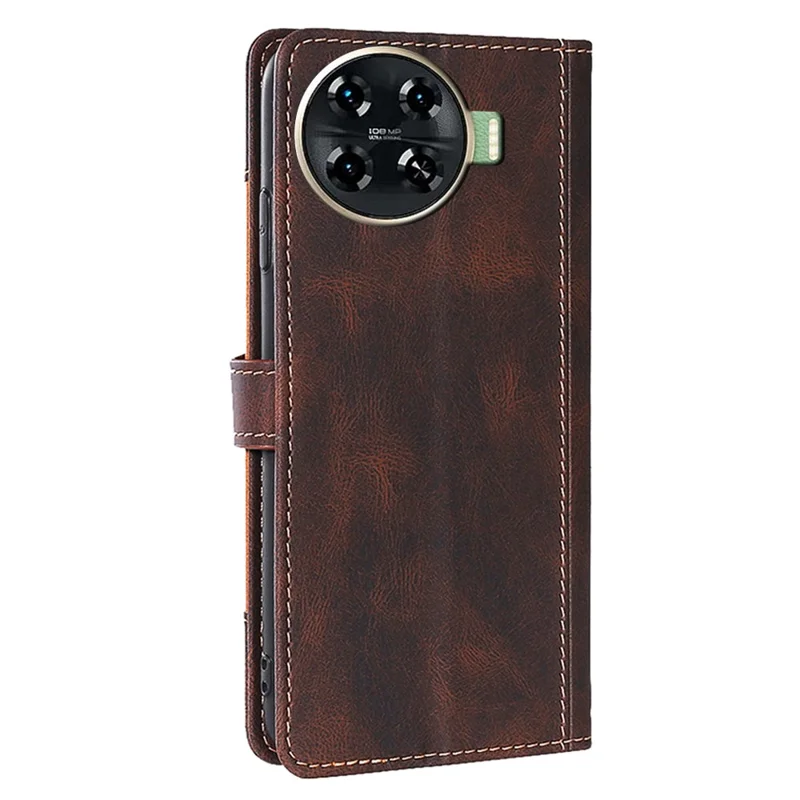 For TECNO Spark 20 Pro+ PU Leather Wallet Smart Phone Case   - Brown