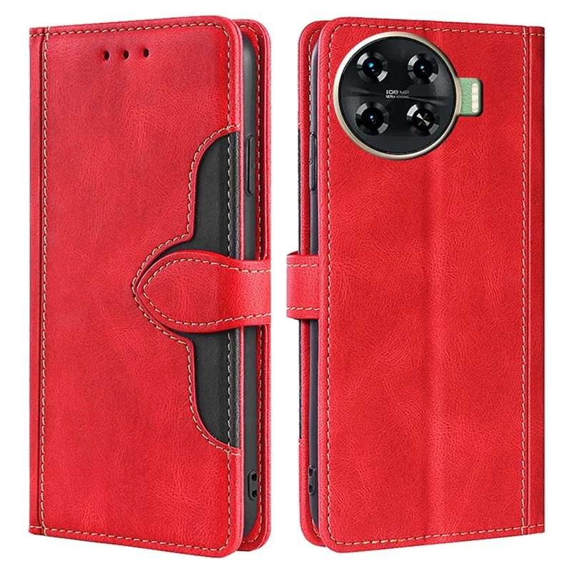 For TECNO Spark 20 Pro+ PU Leather Wallet Smart Phone Case Wholesale - Red
