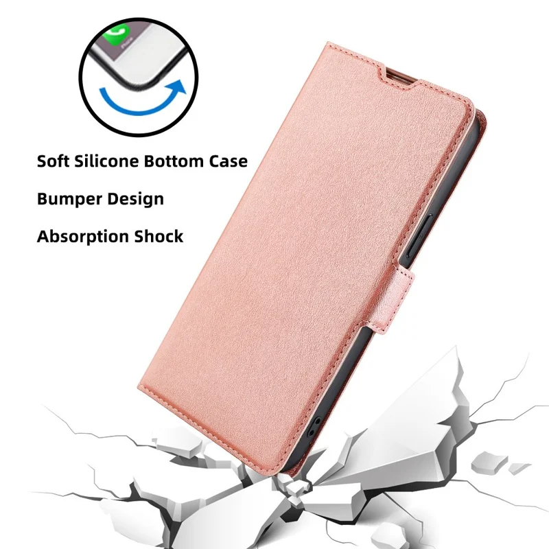 For TECNO Spark 20 Pro+ Drop-Proof Phone Case Shockproof PU+TPU Mobile Phone Cover - Rose Gold