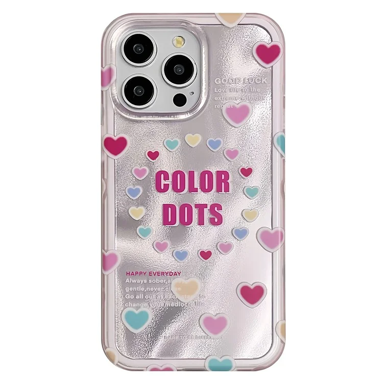 For iPhone 14 Pro TPU+PC Cover Heart Pattern IMD Drop-proof Cell Phone Case
