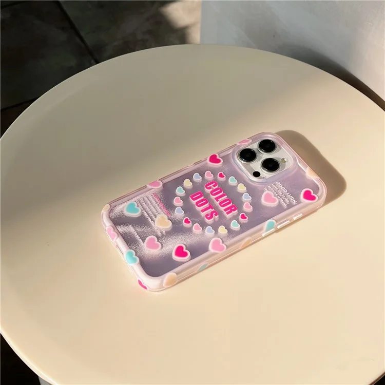For iPhone 14 Pro TPU+PC Cover Heart Pattern IMD Drop-proof Cell Phone Case