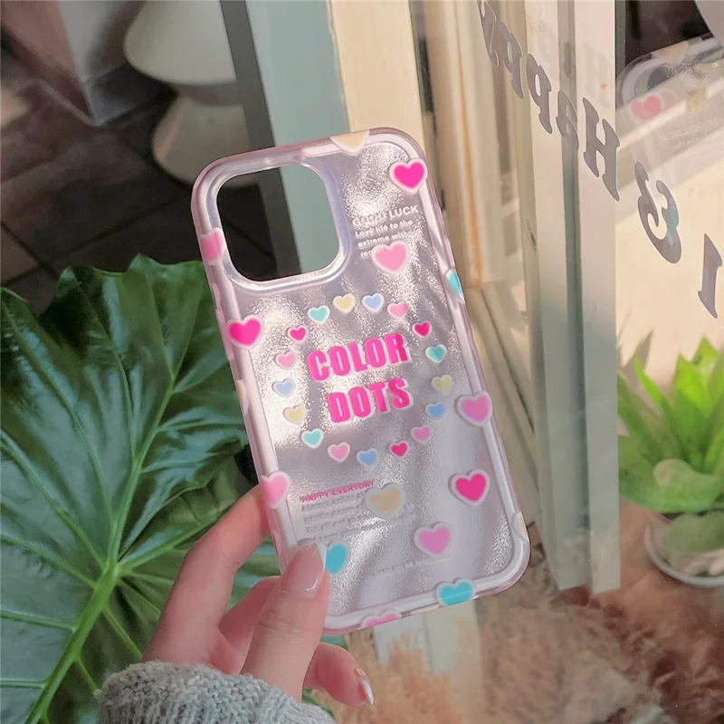 For iPhone 15 Pro Case Heart Pattern IMD Drop-proof TPU+PC Phone Cover