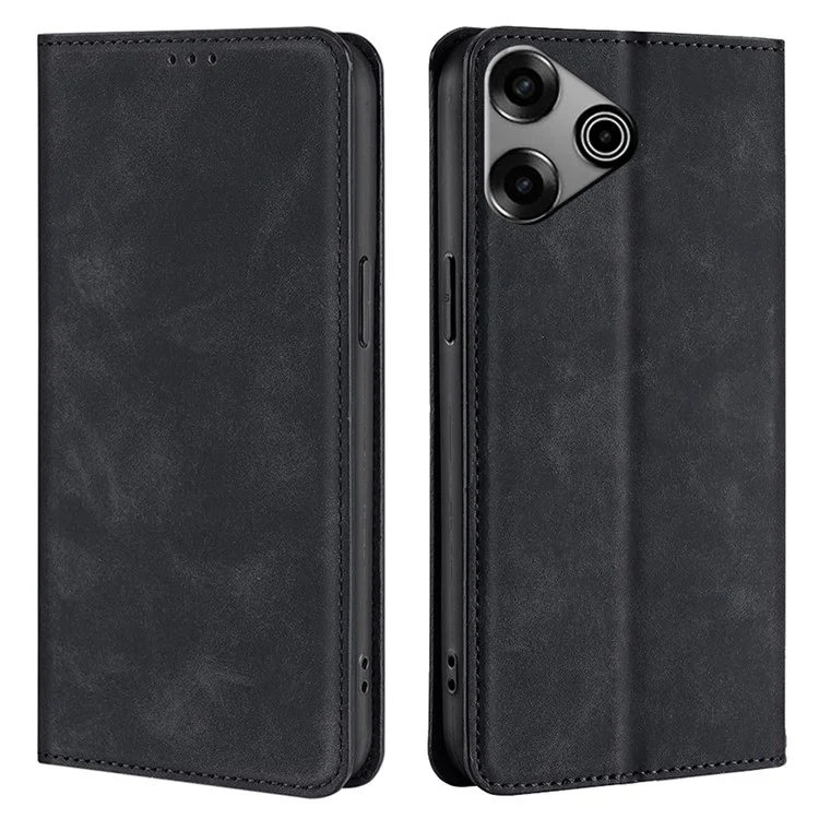 For TECNO Pova 6 Pro 5G Case Card Holder Magnetic Closing Leather Phone Cover - Black