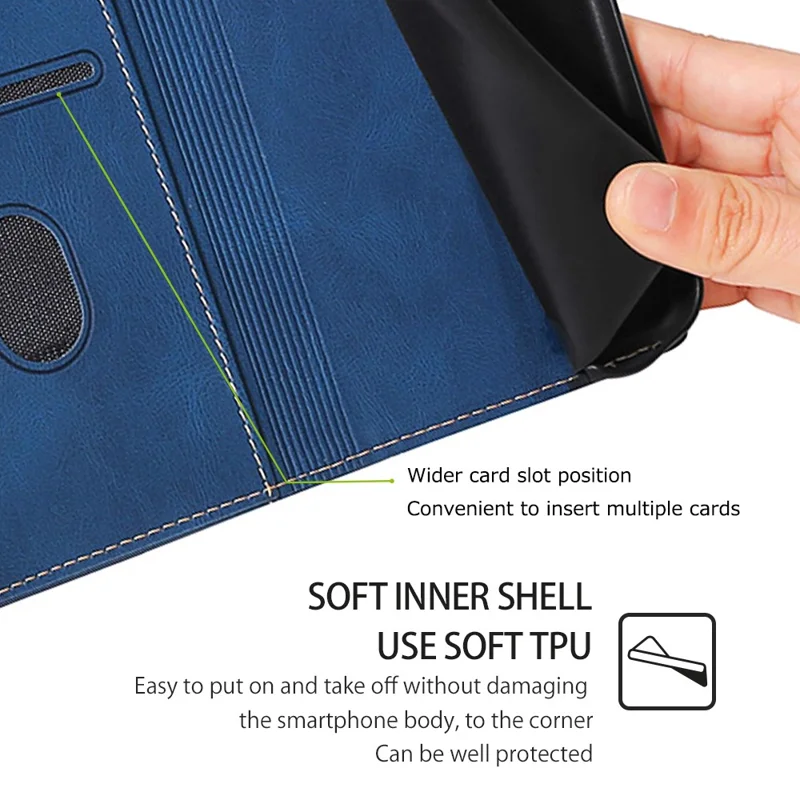 For TECNO Pova 6 Pro 5G Leather Wallet Cover Smart Phone Case   - Blue