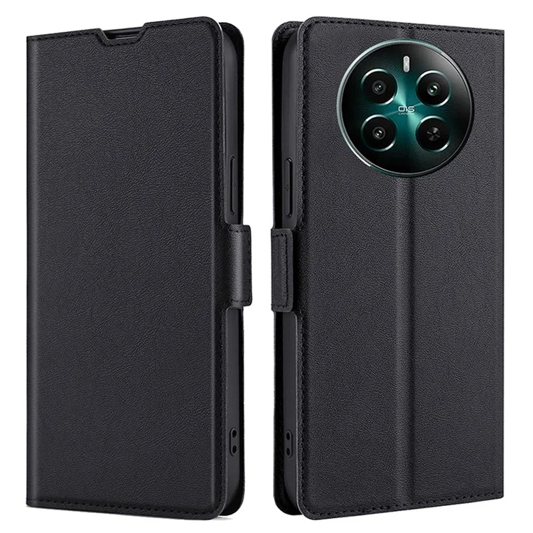 For Realme 12 4G / 12+ 5G Case Leather Phone Cover Mobile Accessories Wholesale - Black