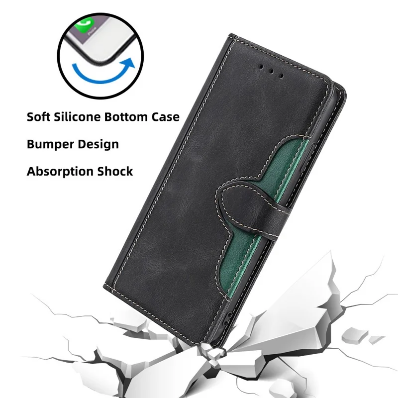 For Realme 12 Pro 5G / 12 Pro+ 5G Case Skin-touch Leather Phone Cover with Wallet Stand - Black