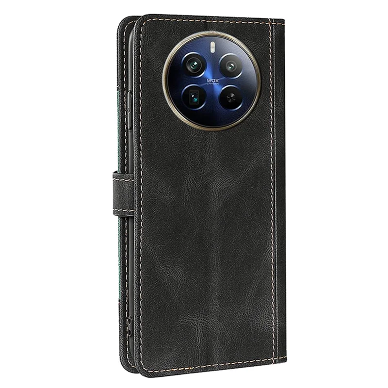 For Realme 12 Pro 5G / 12 Pro+ 5G Case Skin-touch Leather Phone Cover with Wallet Stand - Black
