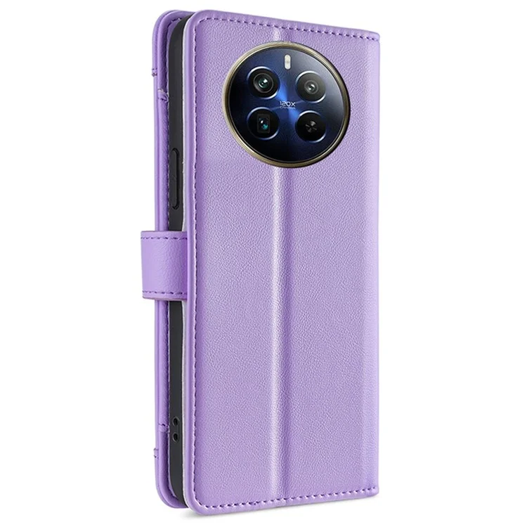 For Realme 12 Pro 5G / 12 Pro+ 5G Cell Phone Cases Zipper Pocket Leather Crossbody Cover - Purple