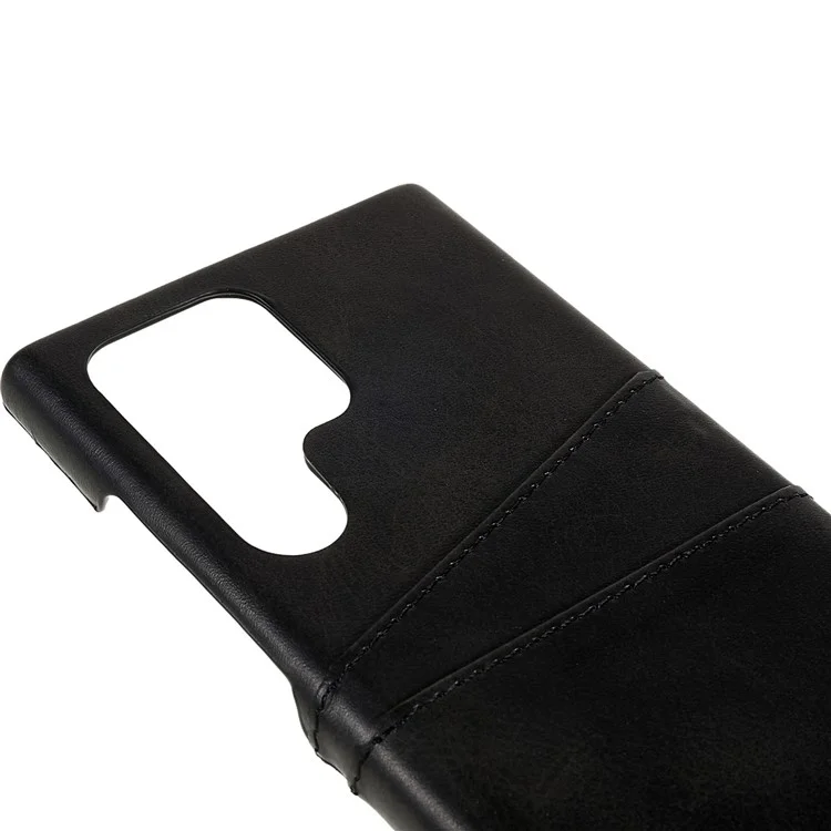 For Samsung Galaxy S24 Ultra Case 2 Card Slots PU+PC Phone Cover - Black