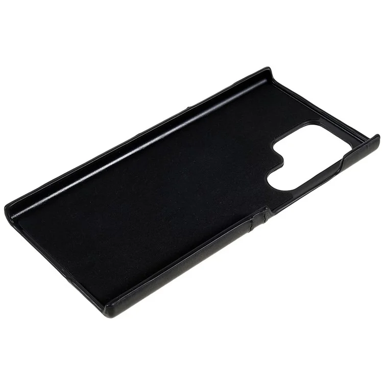 For Samsung Galaxy S24 Ultra Case 2 Card Slots PU+PC Phone Cover - Black