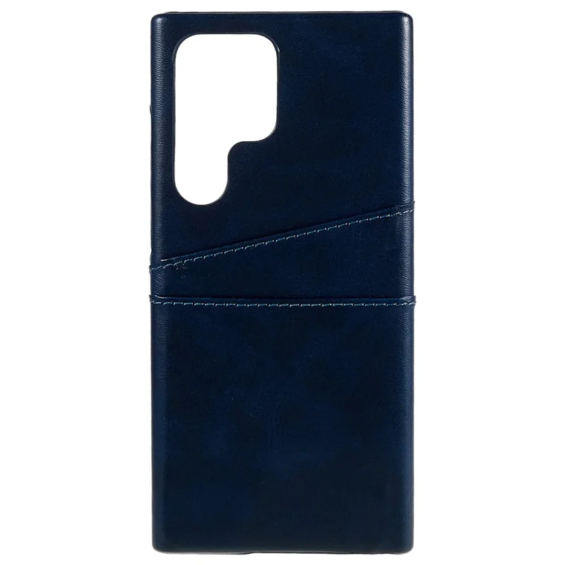 For Samsung Galaxy S24 Ultra Case 2 Card Slots PU+PC Phone Cover - Blue