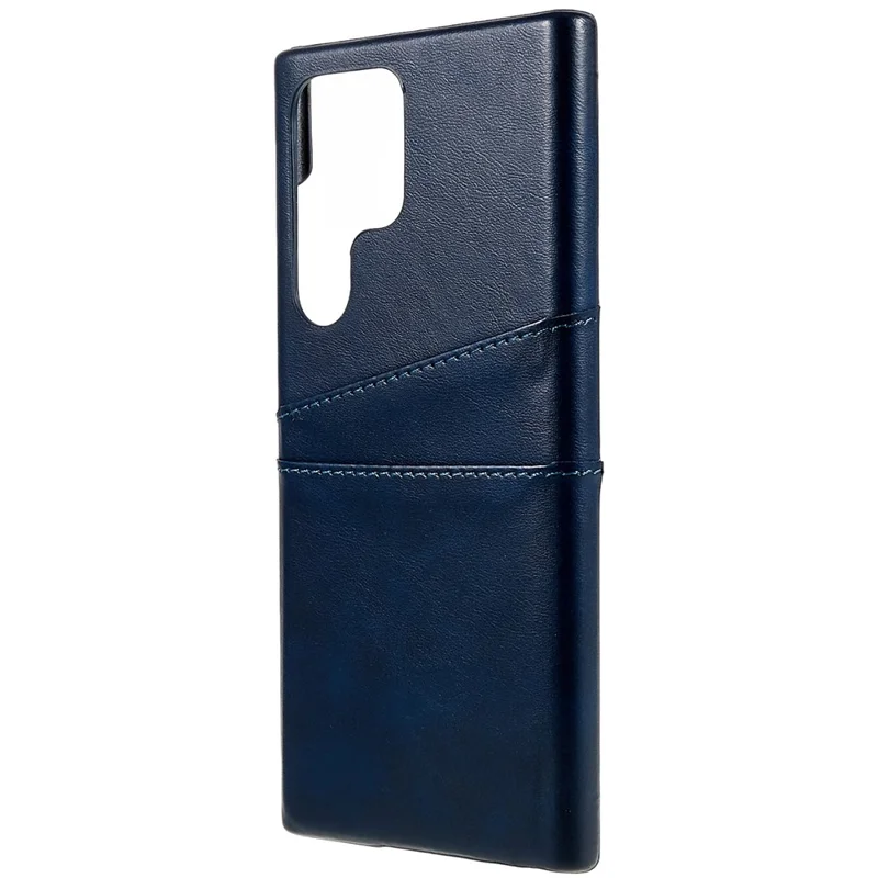 For Samsung Galaxy S24 Ultra Case 2 Card Slots PU+PC Phone Cover - Blue