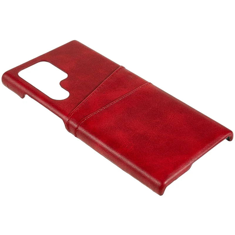 Para Samsung Galaxy S24 Ultra Case 2 Card Slots PU+PC Phone Cover - Vermelho