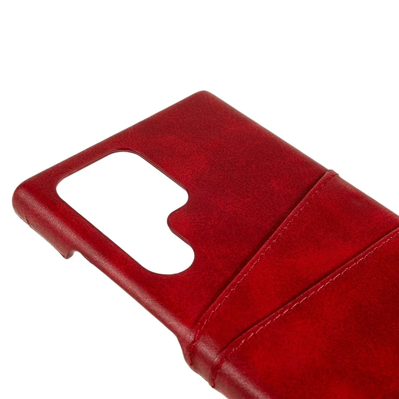 Para Samsung Galaxy S24 Ultra Case 2 Card Slots PU+PC Phone Cover - Vermelho