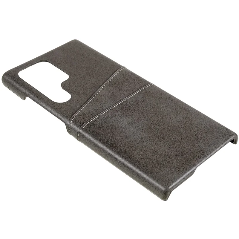 For Samsung Galaxy S24 Ultra Case 2 Card Slots PU+PC Phone Cover - Grey