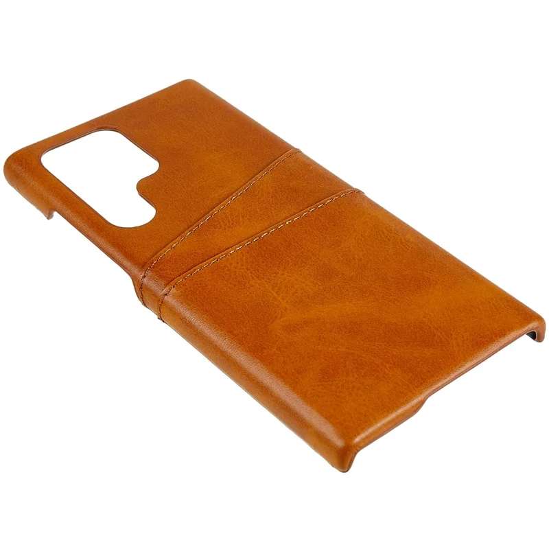 For Samsung Galaxy S24 Ultra Case 2 Card Slots PU+PC Phone Cover - Brown