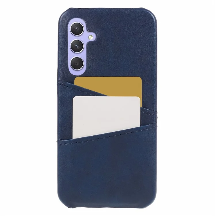 Custodia in pelle per Samsung Galaxy A35 5G, rivestimento in PC con 2 slot per schede - Blu