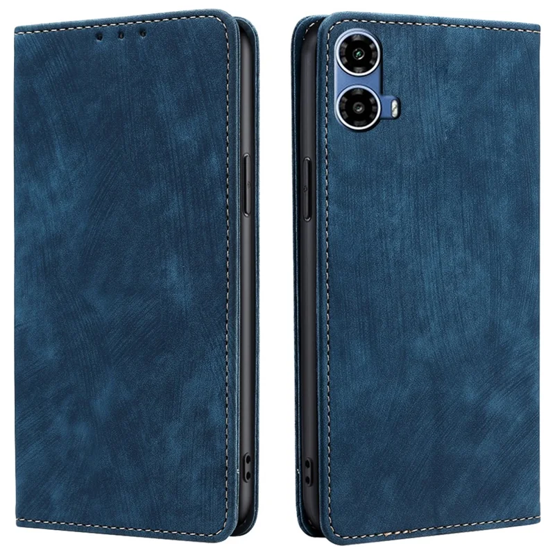 For Motorola Moto G45 5G / G34 5G Case RFID Blocking PU Leather Stand Wallet Phone Cover - Blue