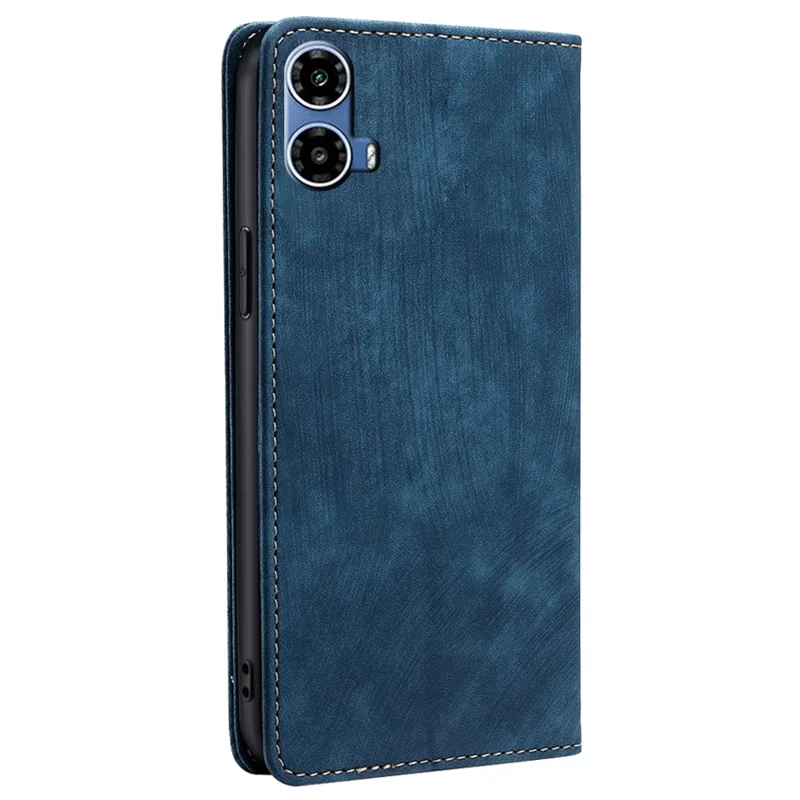 For Motorola Moto G45 5G / G34 5G Case RFID Blocking PU Leather Stand Wallet Phone Cover - Blue