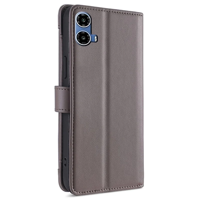 For Motorola Moto G45 5G / G34 5G Leather Case with Shoulder Strap Zipper Wallet Phone Cover - Grey