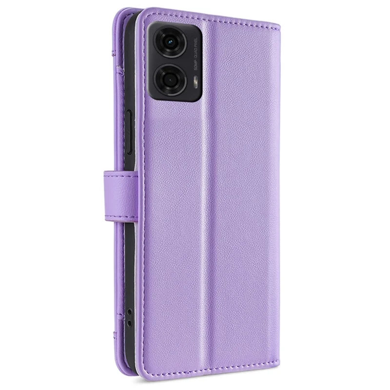 For Motorola Moto E14 4G / G04 4G / G04s 4G / G24 4G Leather Case Zipper Wallet Phone Cover with Shoulder Strap - Purple