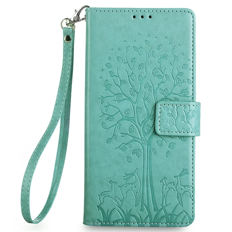 For Infinix Note 40 Pro 5G Case Tree Imprinted Stand Leather Wallet Phone Cover - Green