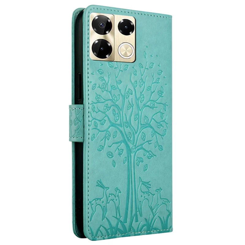 For Infinix Note 40 Pro 5G Case Tree Imprinted Stand Leather Wallet Phone Cover - Green