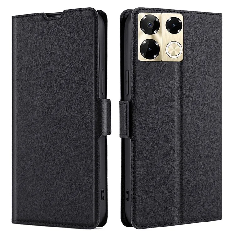 For Infinix Note 40 Pro 5G Leather Case Card Slots Phone Stand Cover - Black