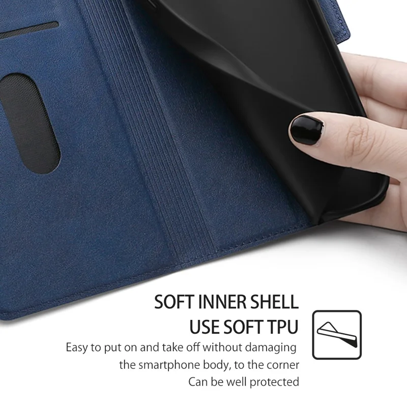 For Infinix Note 40 Pro 5G Leather Case Card Slots Phone Stand Cover - Blue