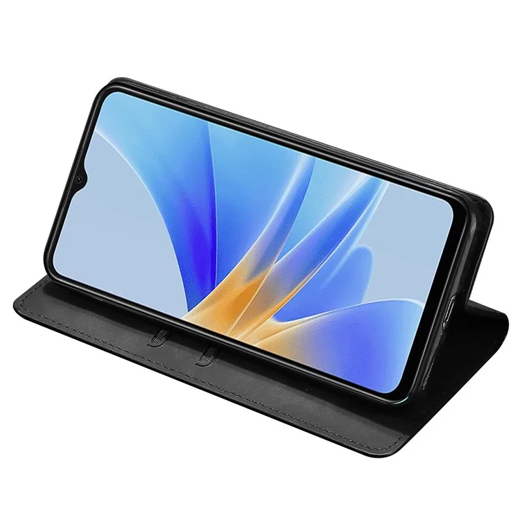 Für Oppo Reno11 F 5G / F25 Pro 5G Handyhülle mit Kartenfächern, Lederbezug, Soft-Touch-Oberfläche - Schwarz