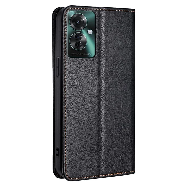 Для Oppo Reno11 F 5G / F25 Pro 5G Чехол Однотонный Кожаный Кошелек Флип-Чехол Аксессуар для Сотового Телефона Оптом - Черный