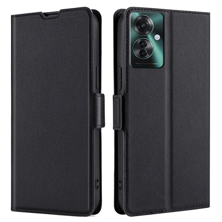 Para Oppo Reno11 F 5G / F25 Pro 5G Capa de telefone atacado Slots para cartão Suporte de couro - Preto