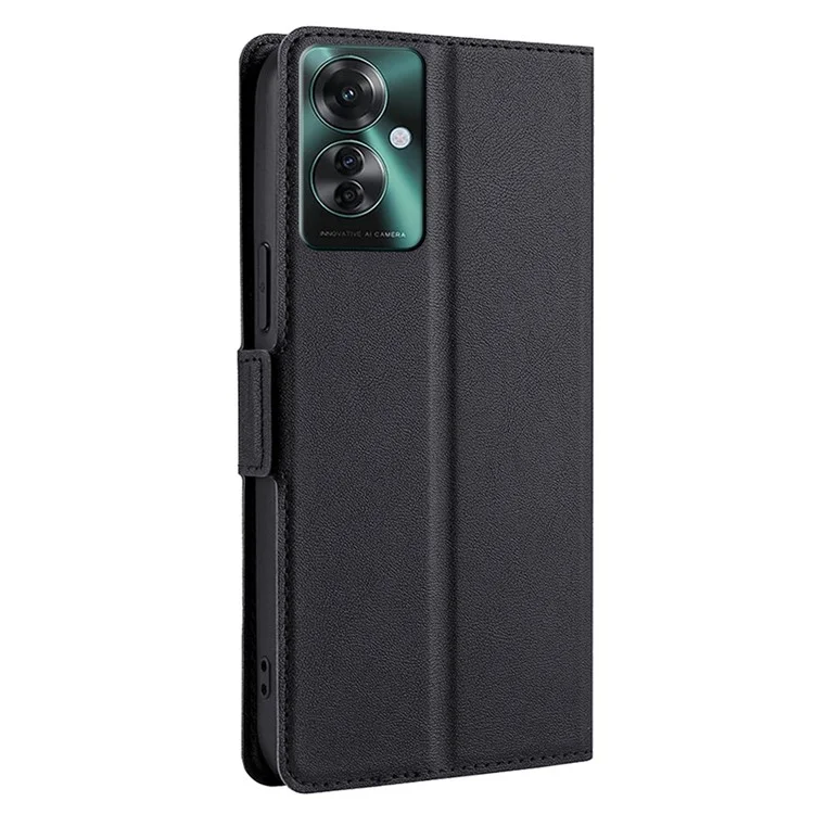 Para Oppo Reno11 F 5G / F25 Pro 5G Capa de telefone atacado Slots para cartão Suporte de couro - Preto