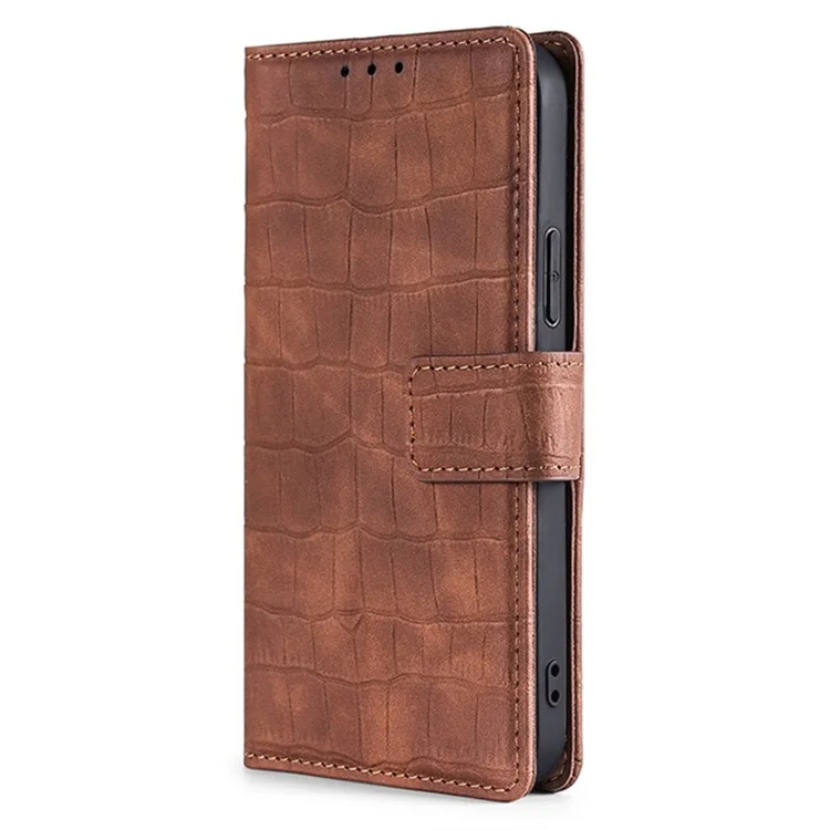 For TECNO Spark 20 Pro+ Phone Case Crocodile Texture PU Leather Protective Cover - Brown