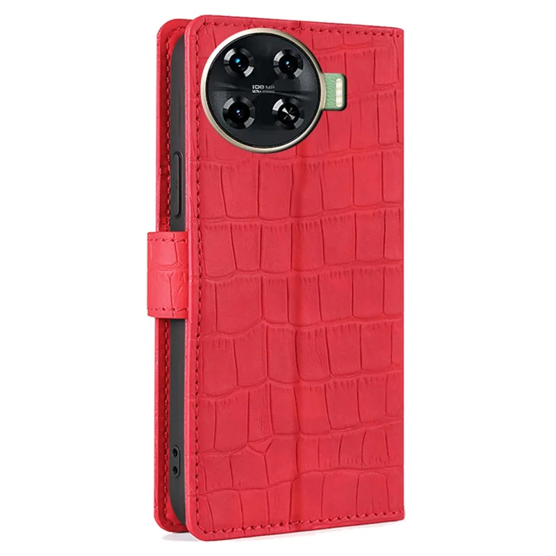 For TECNO Spark 20 Pro+ Phone Case Crocodile Texture PU Leather Protective Cover - Red