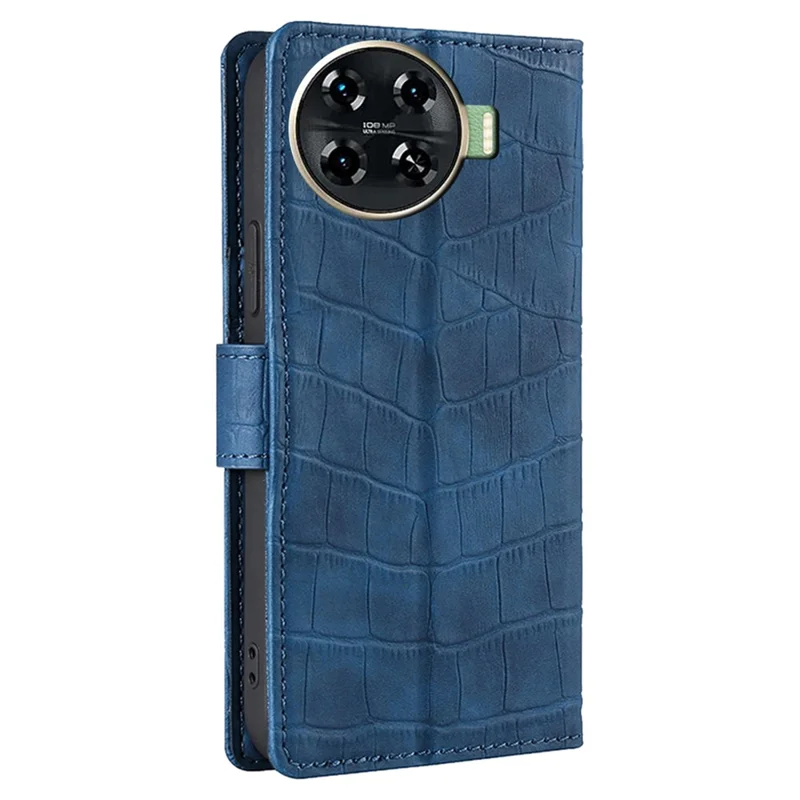 For TECNO Spark 20 Pro+ Phone Case Crocodile Texture PU Leather Protective Cover - Blue