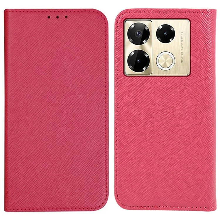 For Infinix Note 40 Pro 4G / 5G / Infinix Note 40 Pro+ Case Cross Texture Leather Folio Stand Phone Cover - Pink