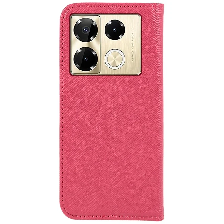 For Infinix Note 40 Pro 4G / 5G / Infinix Note 40 Pro+ Case Cross Texture Leather Folio Stand Phone Cover - Pink